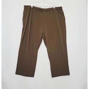Susan Graver Essentials 3XP Petite Brown Pull On Liquid Knit Pants Stretch *Flaw